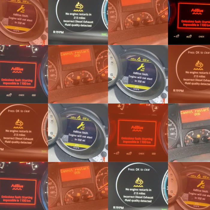 AdBlue immobilisation - warning lights collage