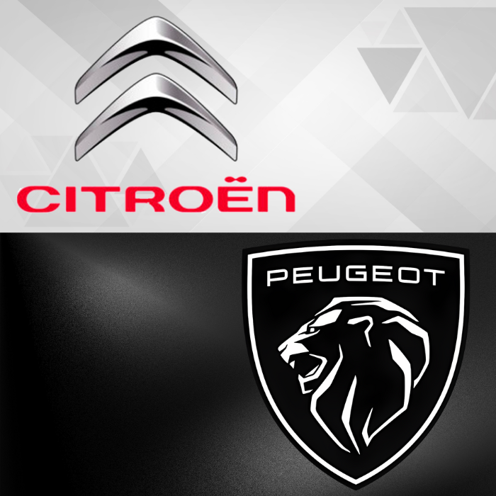 Image of Citroen and peugeot logos